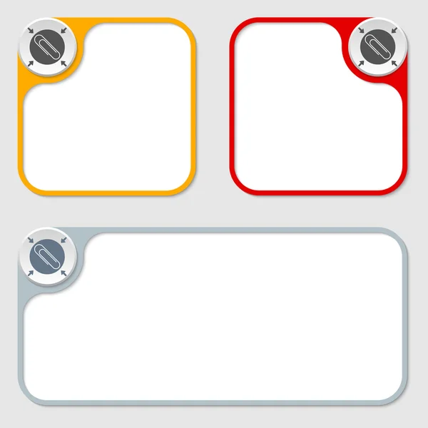 Set van drie vector frames en paperclip — Stockvector