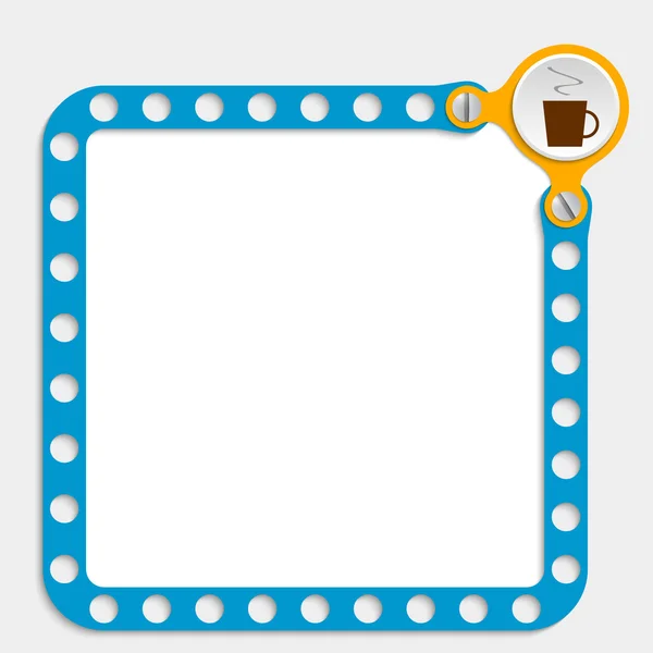 Blue frame for any text with screws and cup of coffee — Stock Vector