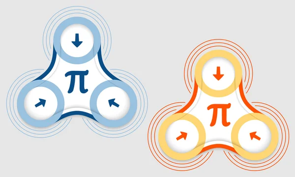 Twee vector objecten en gekleurde pi-symbool — Stockvector