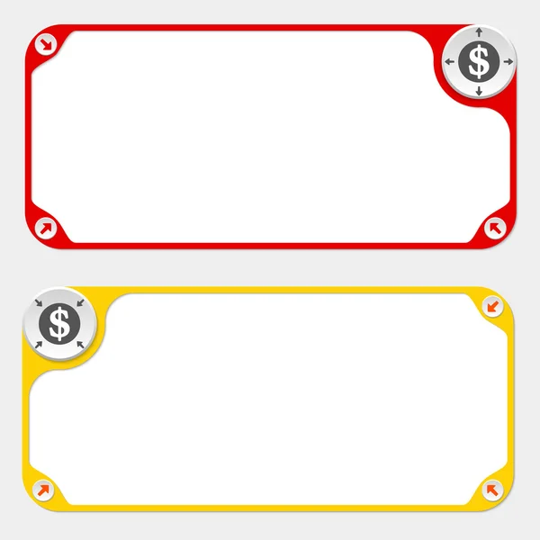 Dois quadros vetoriais e setas e símbolo dólar — Vetor de Stock