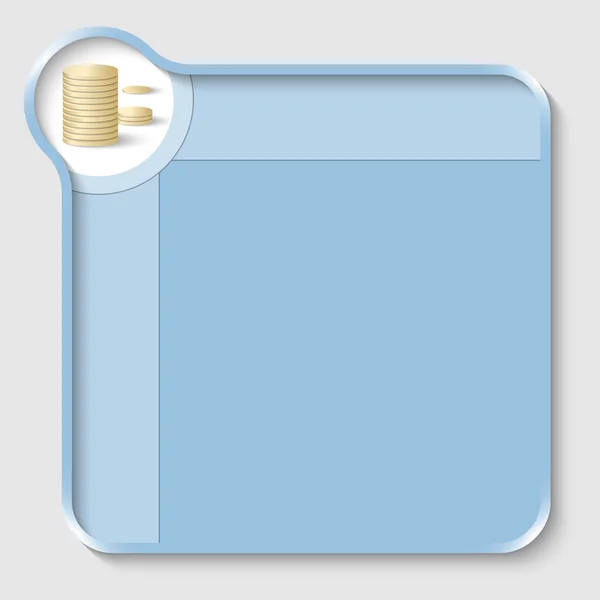 テキストとコインを入力するための青色のテキスト ボックス — ストックベクタ