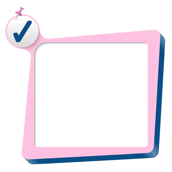 Caixa de texto rosa e caixa de seleção azul — Vetor de Stock