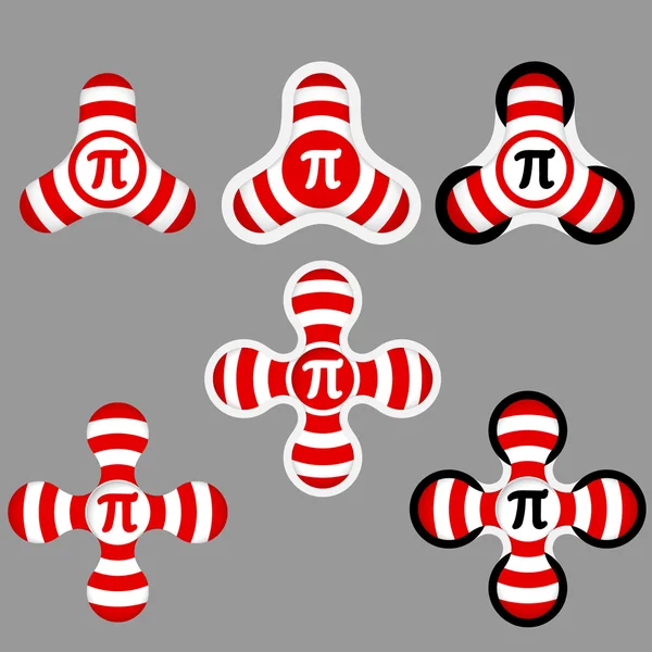 Icone astratte rosse e bianche e simbolo pi greco — Vettoriale Stock