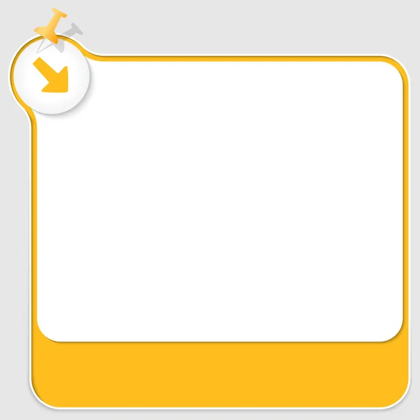 Cuadro de texto amarillo con pulsador y flecha — Archivo Imágenes Vectoriales