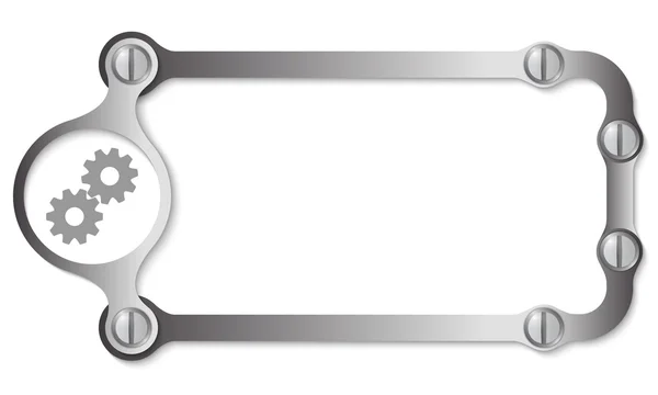 Vector metal frame with screws and cogwheels — Stock Vector