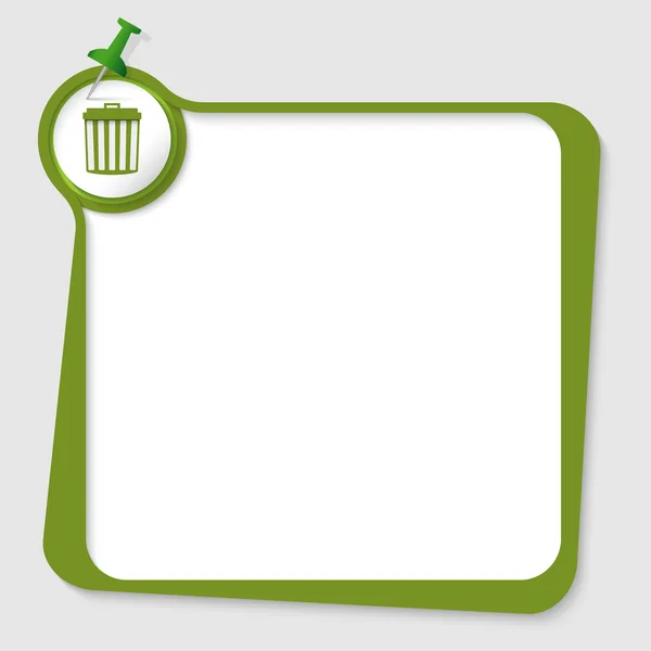 Caja de texto verde con pulsador y papelera — Vector de stock