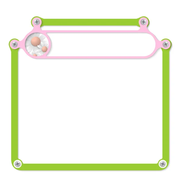 Groene frame voor tekst met schroeven en roze frame voor kop — Stockvector