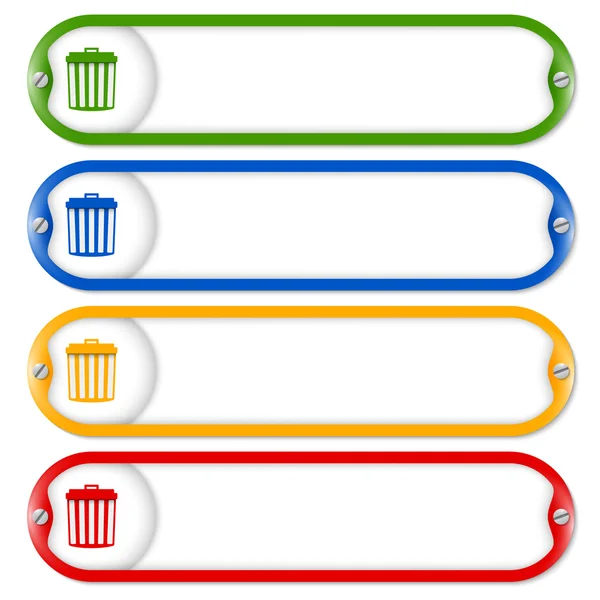Four frames for entering text with screws and trashcan — Stock Vector