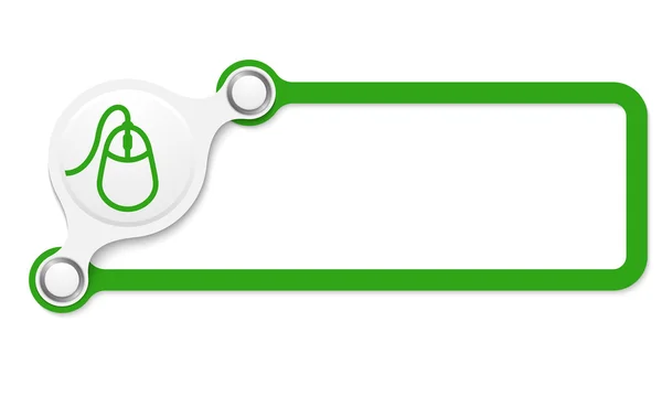 Caixa verde vetorial para o seu texto e ícone do mouse — Vetor de Stock