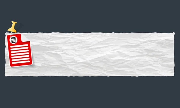 Banner con papel arrugado y papelera — Vector de stock