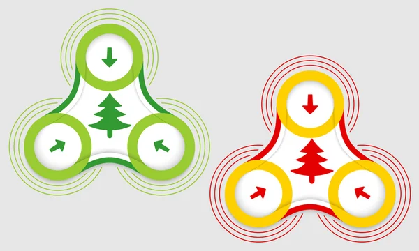 Deux objets vectoriels et un symbole d'arbre coloré — Image vectorielle