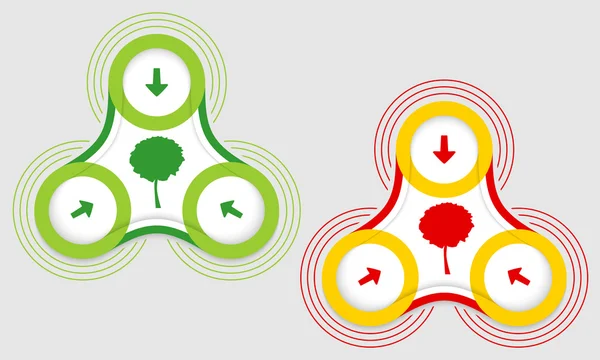 Deux objets vectoriels et un symbole d'arbre coloré — Image vectorielle