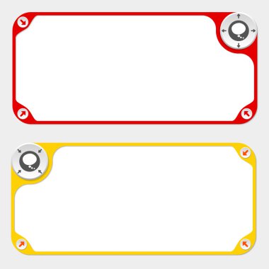 İki vektör çerçeveler ve oklar ve konuşma balonu