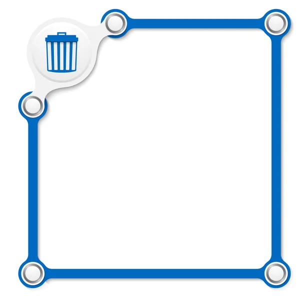 Boîte bleue vectorielle pour votre texte et poubelle — Image vectorielle