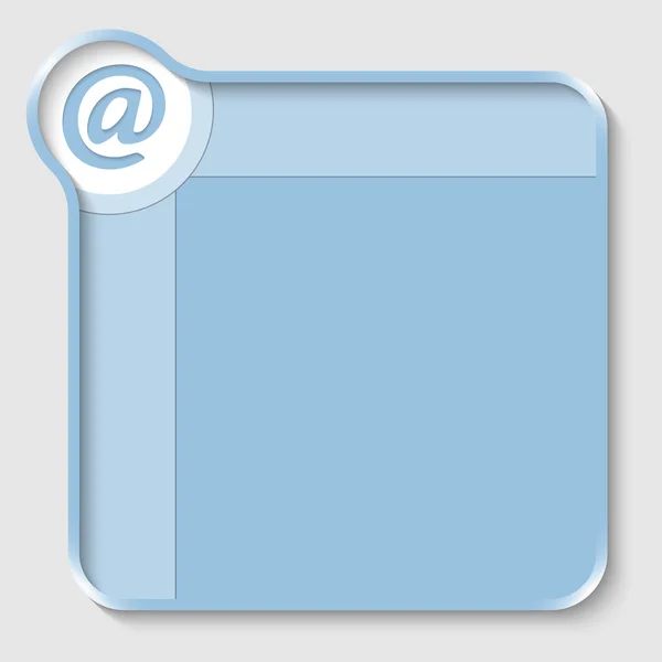 Casella di testo blu per inserire testo e simbolo di posta elettronica — Vettoriale Stock