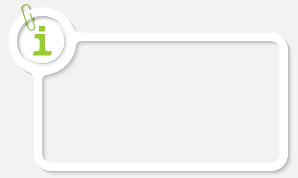 Weißer Rahmen für Text und grünes Info-Symbol — Stockvektor