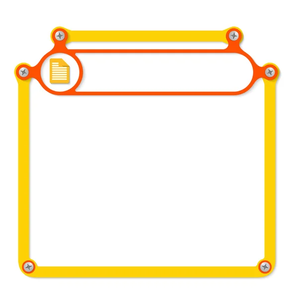 Yellow frame for text with screws and red frame for headline — Stock Vector