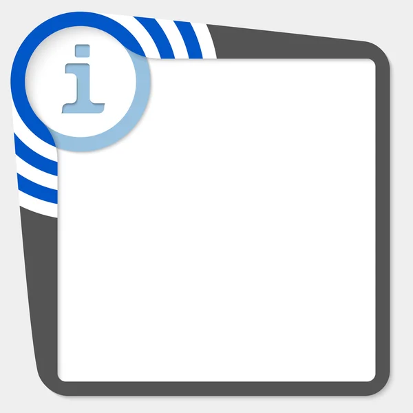 Cuadro de texto oscuro con símbolo de información azul — Vector de stock