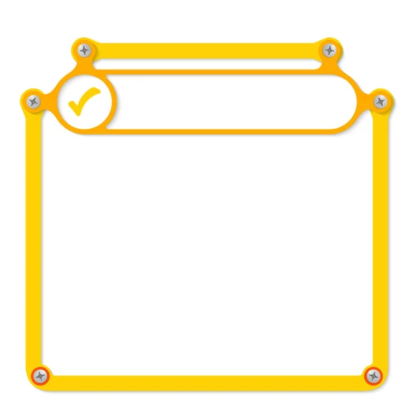 Yellow frame for text with screws and frame for headline — Stock Vector