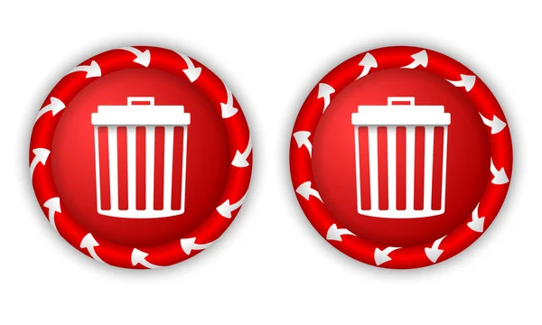 Définir deux icônes avec flèches et poubelle — Image vectorielle
