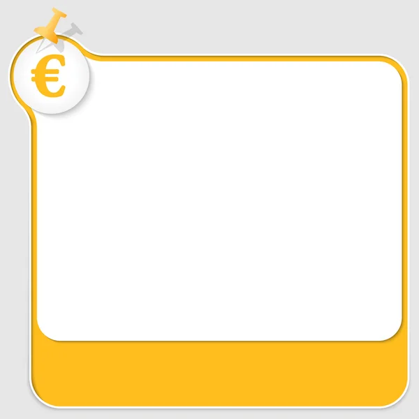 Gele tekstvak met Punaise en euro symbool — Stockvector