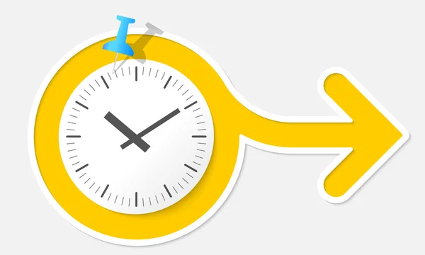 노란색 화살표는 흰색 프레임와 시계 — 스톡 벡터
