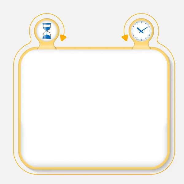 テキストと砂ガラスのテキスト枠 — ストックベクタ
