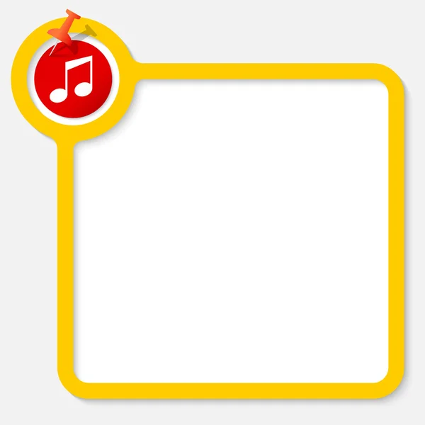 Cadre jaune pour votre texte et symbole musical — Image vectorielle