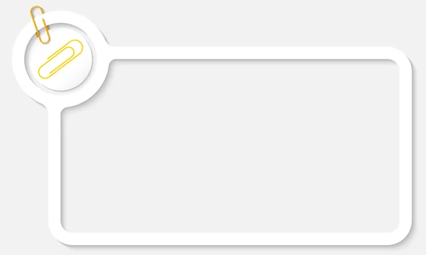 Marco blanco para texto y clip de papel amarillo — Archivo Imágenes Vectoriales