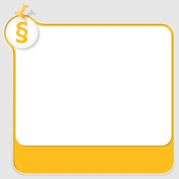 Cuadro de texto amarillo con pulsador y párrafo — Vector de stock