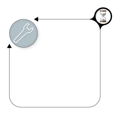 Kum cam ve somun anahtarı ile metin için soyut çerçeve