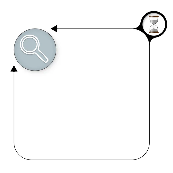 Abstrakt ram för din text med sand glas och förstoringsglas — Stock vektor