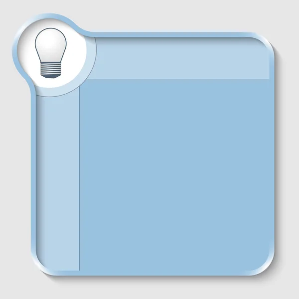 Cuadro de texto azul para introducir texto y bombilla — Vector de stock