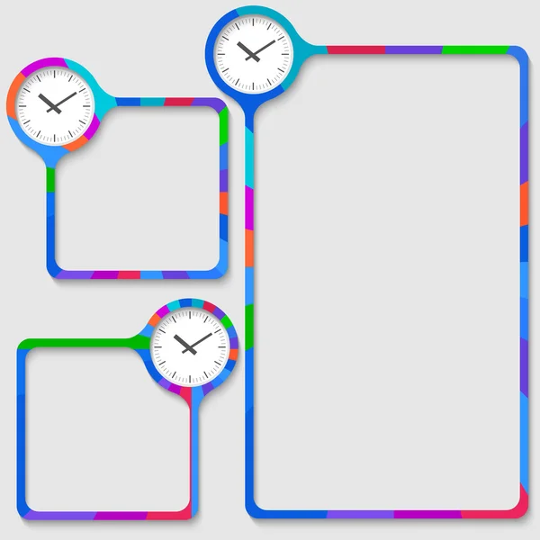 Conjunto de tres marcos para su texto y relojes — Archivo Imágenes Vectoriales