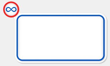 Metin ve sonsuzluk sembolü için mavi çerçeve