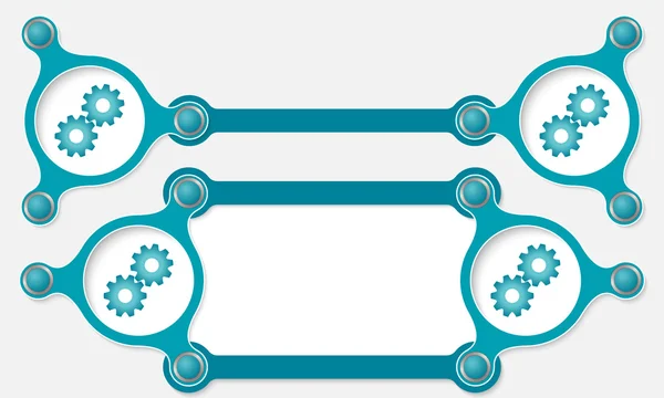 Due caselle di testo astratte vettoriali per il testo e le ruote dentate — Vettoriale Stock