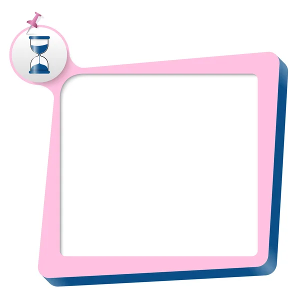 ピンクのテキスト ボックスと青い砂ガラス — ストックベクタ
