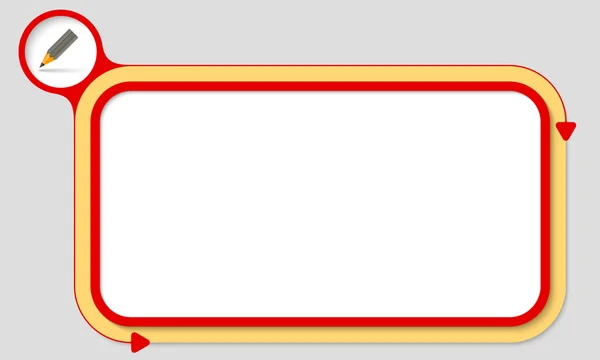 Rode box voor uw tekst en potlood — Stockvector