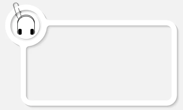 Bílý rámeček pro text a sluchátka — Stockový vektor