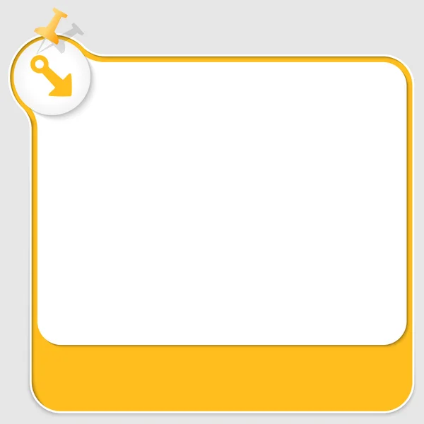 Caixa de texto amarelo com alfinete e seta — Vetor de Stock