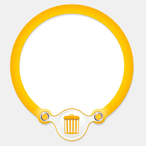 Yellow circular frame for your text and trashcan icon — Stock Vector