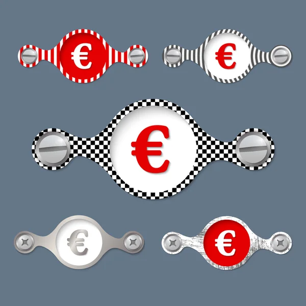 5 obiecte abstracte cu model și pictogramă euro — Vector de stoc