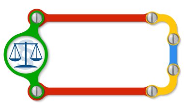 Vida ve hukuk simgesi ile renkli çerçeve
