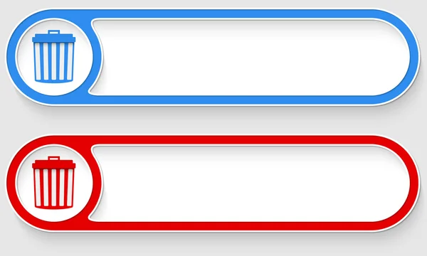 蓝色和红色矢量抽象按钮和垃圾桶 — 图库矢量图片
