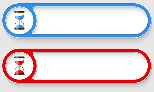 Modré a červené vektor abstraktní tlačítka a pískové sklo ikony — Stockový vektor