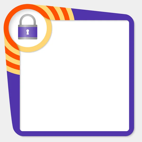 Dark purple box for your text and padlock icon — Stock Vector