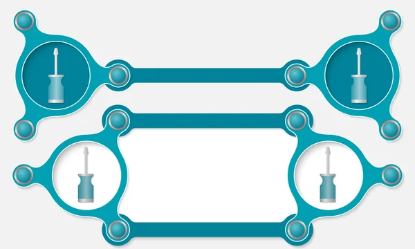 Zwei abstrakte Textfelder für Text und Schraubenzieher — Stockvektor
