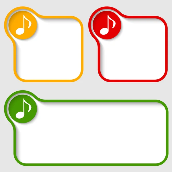 Set abstract text frames with music icon — Stock Vector