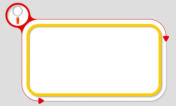 Gele box voor uw tekst en vergrootglas — Stockvector