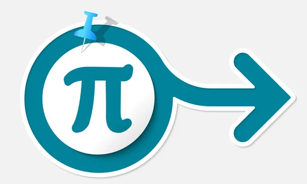 Абстрактная стрелка с белой рамкой и символом пи — стоковый вектор